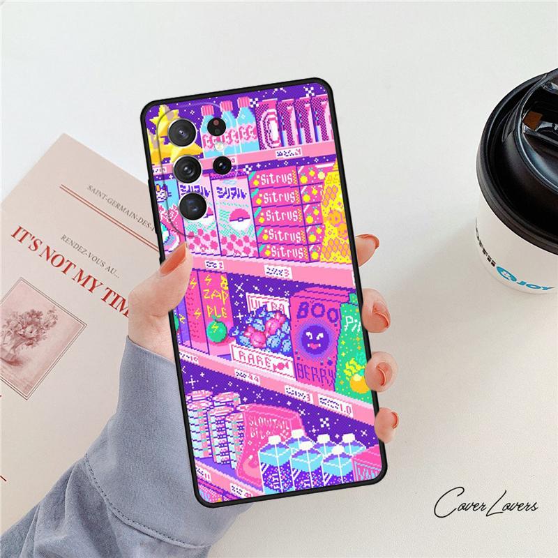 Art Pixel Ästhetik Handyhülle Für Samsung Galaxy S24 S25 S23 S22 Ultra Note 10 20 Plus S20 S21 FE Hülle