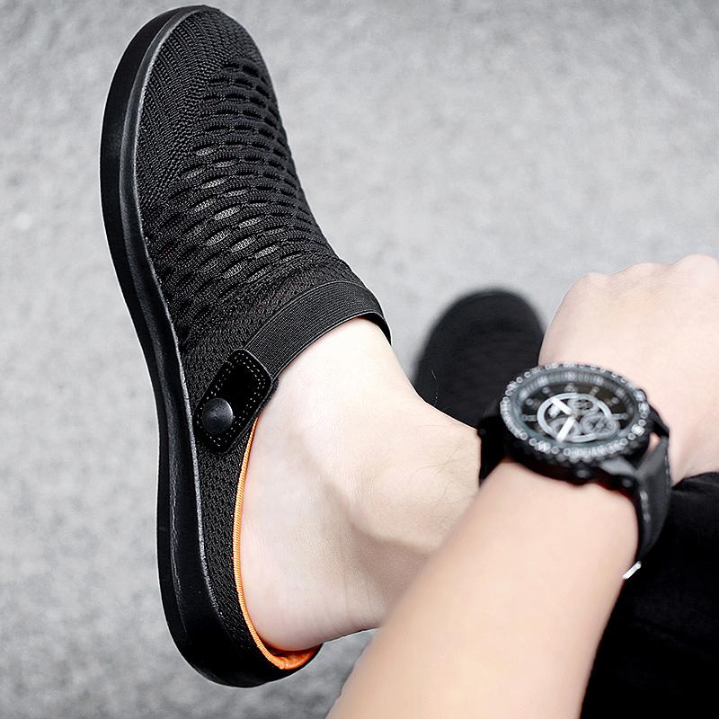 Summer Men's Backless Walking Mule  Slip-on Closed Toe Loafer Casual Slide Slipper Traveltime Mule for Men
