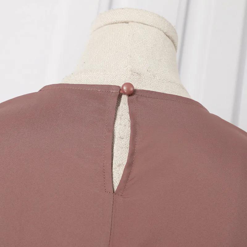 H730 Damski dwuczęściowy zestaw w jednolitym kolorze: Top z okrągłym dekoltem i spodnie z szerokimi nogawkami