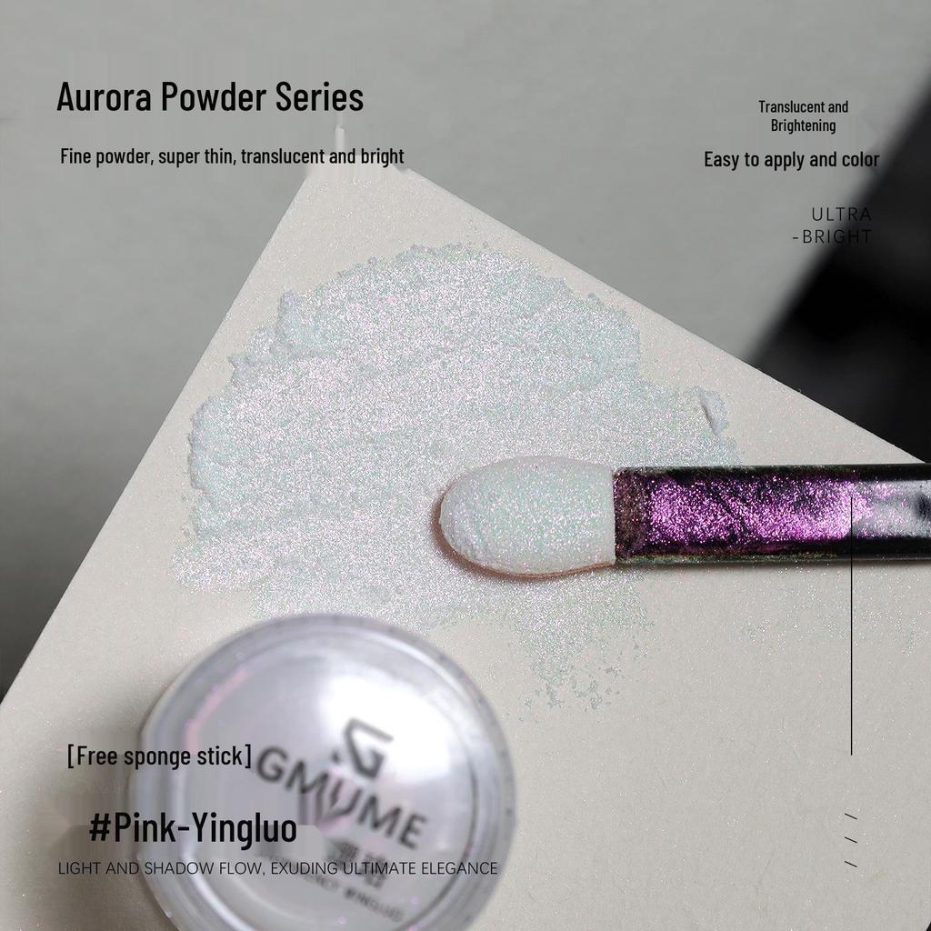 Iridescent Mermaid Aurora Pink Nail Art Magic Mirror Powder