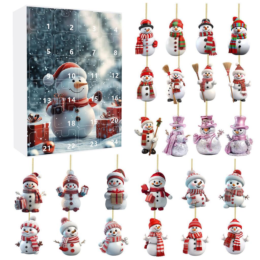Christmas Countdown Blind Box, Cute Snowman Acrylic Pendant, Christmas Calendar Blind Box