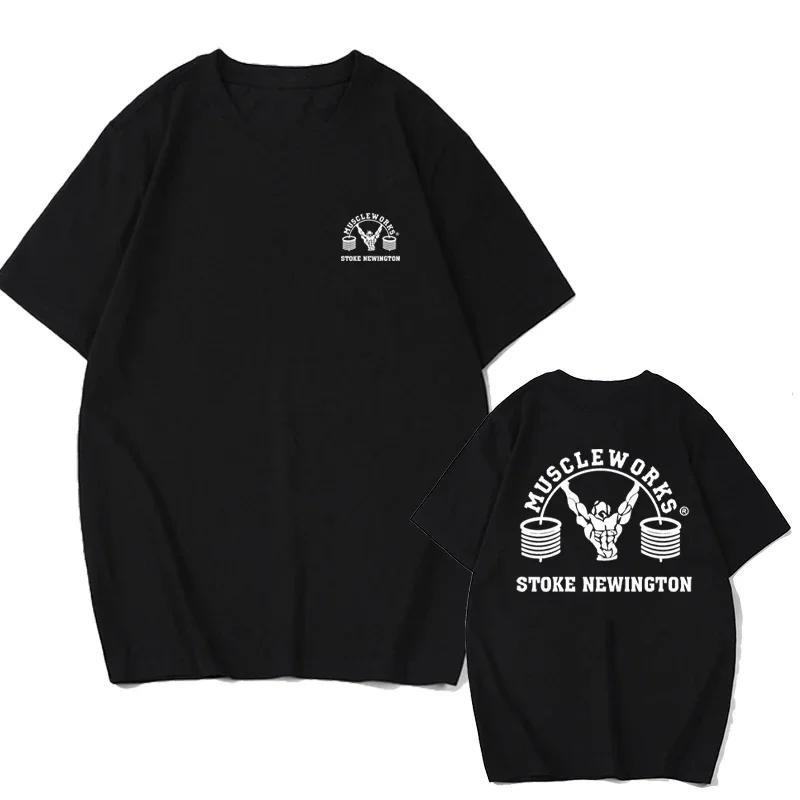 Lato Nowe Męskie Koszulki Siłownia Bieganie Trening Bawełna Okrągły Dekolt Oversize T-Shirt Moda Odzież Męska Ubrania Fitness Top