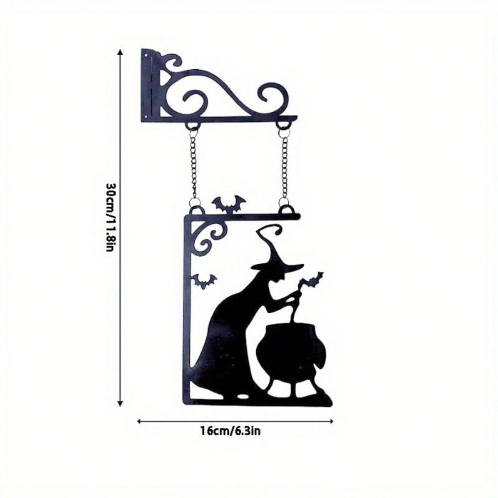 Metal Witch Pendant Wall Art Home Decor Gothic Mystical Figurine Study Bedroom Fantasy Ornament TY6499