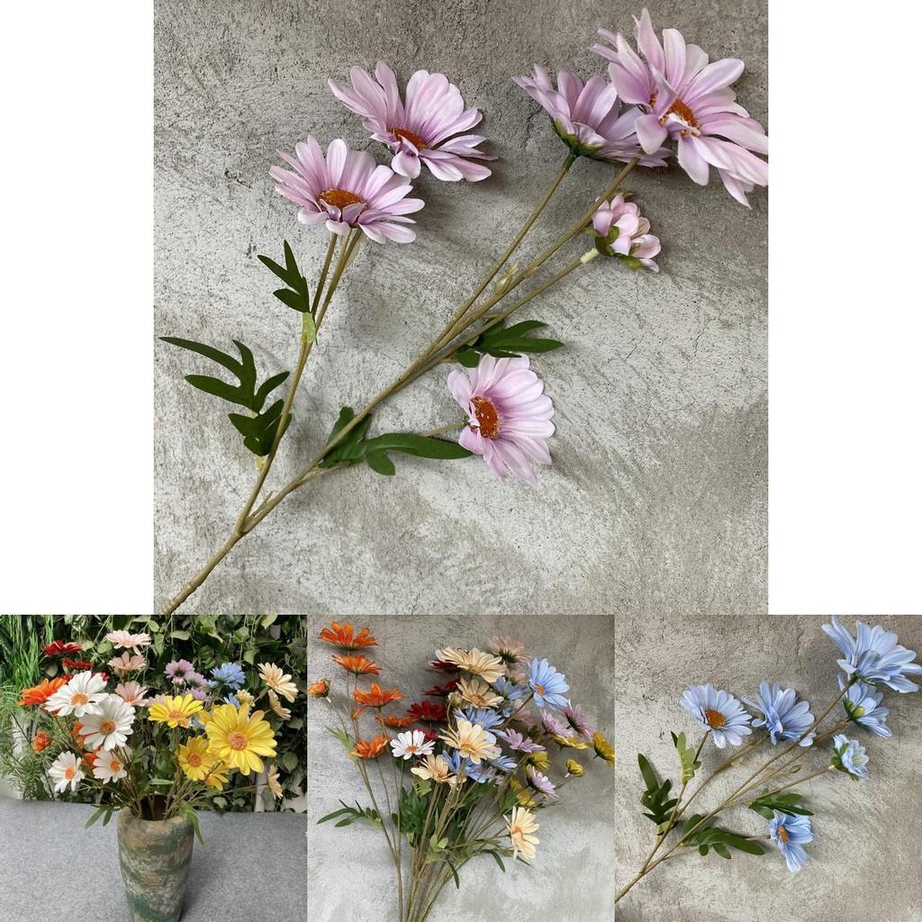 Langstielige 6-Kopf Gänseblümchen Seidenblume für Hochzeitsdeko und Home-Styling