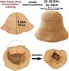 Women's Summer UV-Protect Crochet Straw Bucket Hat Fashionable Breathable Sunshade Cap with Foldable Visors for Beach Outdoor