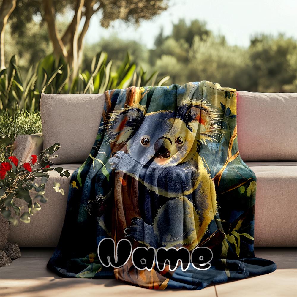 Koala Bear In Tree With Nature Background Flannel Outdoor Blanket Gift Blanket Comfortable And Soft Lightweight And Portable Suitable For All Seasons