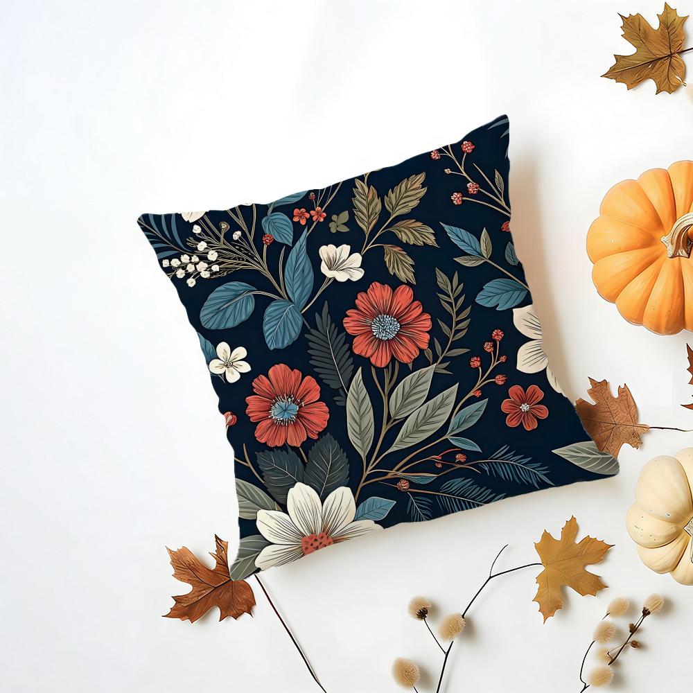 Nice Flower Cushion Cover Iceland Washable Linen Soft  for Daily Sofa Bed Home Room Decor