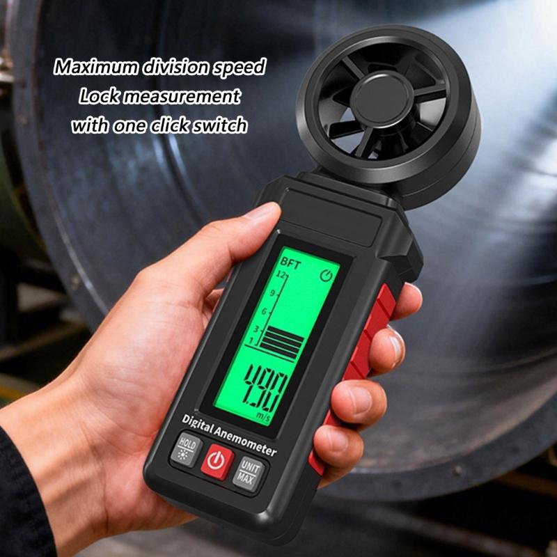Professional Digital Wind Gauge Speed Tester Meter Anemometer With 3 Color Backlight For Accurate Wind Measurement