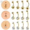 ZS 1 Stück G23 Titanstahl Bauchnabelring Für Frauen CZ Kristall Innen Gewinde Bauchnabel Piercing Lang Stange Körper Piercing