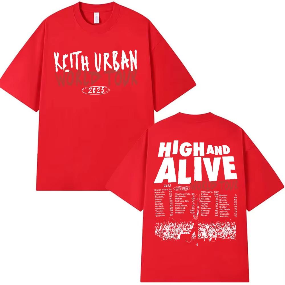 Keith Urban High and Alive World Tour 2025 T Shirt Men's Clothing Hip Hop Short Sleeve T-shirt Vintage Oversized Cotton T-shirts