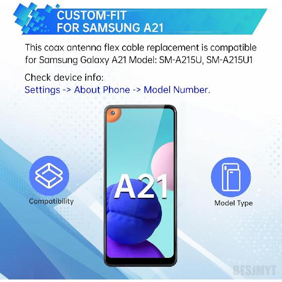 for Samsung Galaxy A21 Coax Antenna Flex Cable Replacement Coax Signal Antenna Wire Replacement for Samsung Galaxy A21 Model: SM-A215U SM-A215U1