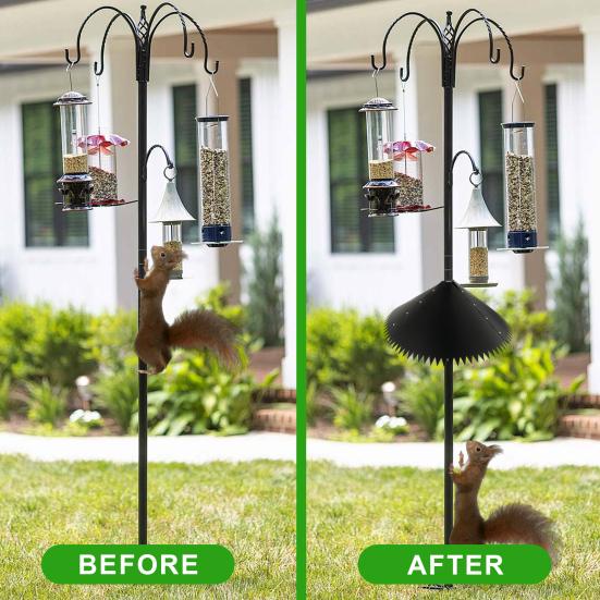 Squirrel Baffle for Birds Feeder Pole Universal Squirrel Guard with Spring 19-Inch Squirrel Barrier Stops Squirrels for Shepherd's Hook Birds Houses