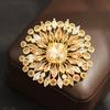 European and American high-end light luxury exaggerated yellow crystal corsage atmospheric luxury inlaid stone micro-inlaid zircon flower pin brooch