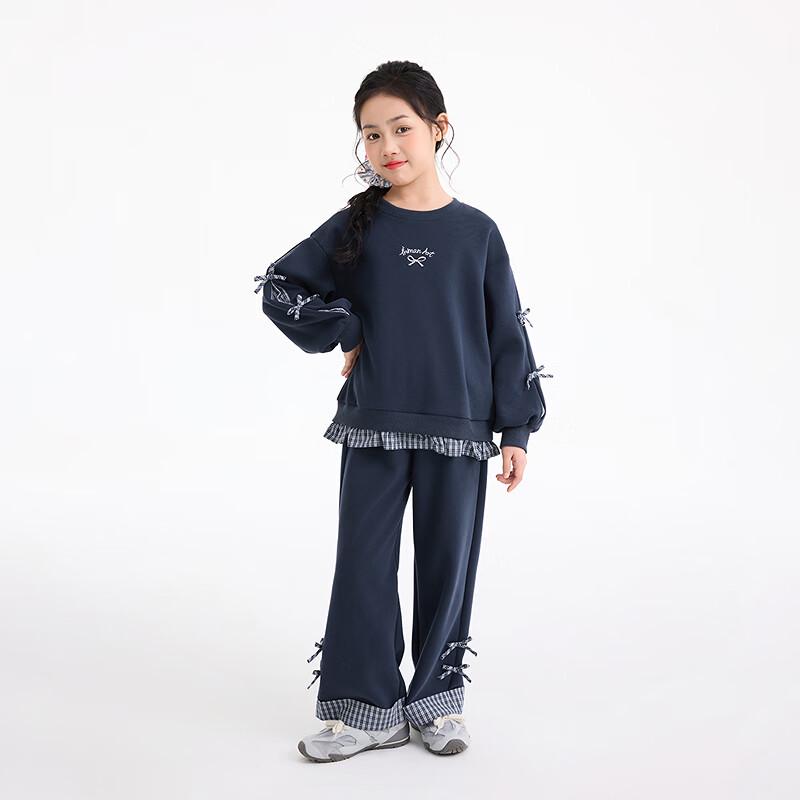 Little Yinman Girls' Plaid Patchwork Two-Piece Set