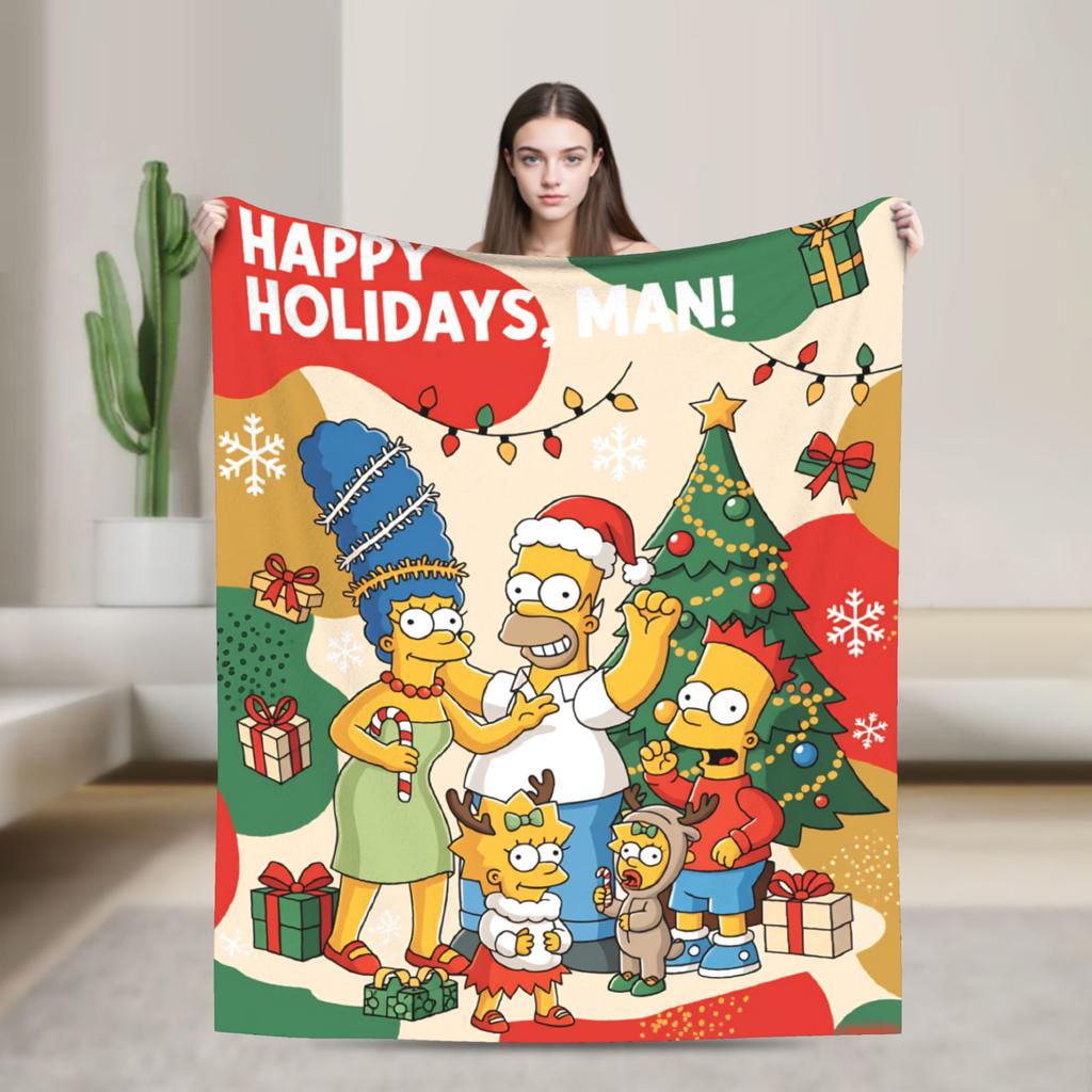 Blanket The S-Simpsons Travel Office Flannel Bedding Throws For Couch Chair Super Warm Design Bedspread Birthday Present