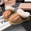 Fur Women Cotton Slippers Flats Platform Mules Shoes Home Fashion Flip Flops  Winter New Snow Boots Comfort Mujer