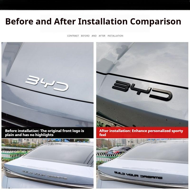 For BYD Seal 06 07 DMI Car Front Rear Steering Wheel Emblem Modification Black Warrior Covering Styles Car Badge