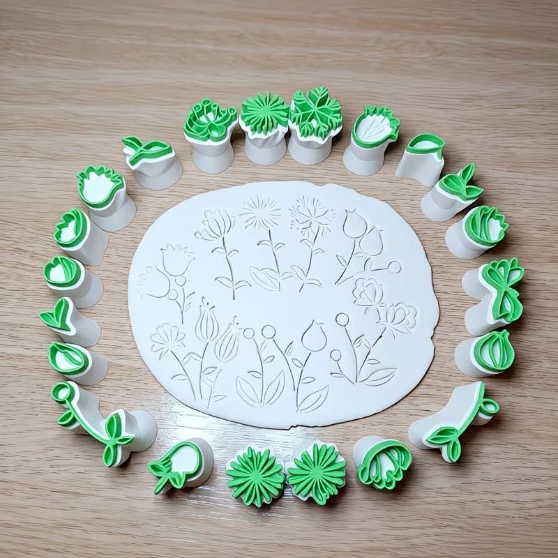 Clay Stamp & Molding Kit Flower Leaf Design Diy Crafts And Art Creations For Making, Pottery, Scrapbooking, Card Making