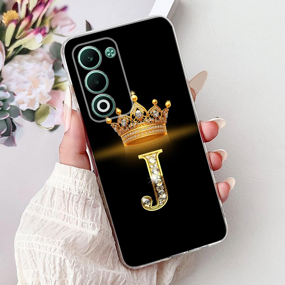 For OPPO A5 5G 2025 Case CPH2735 Cover Luxury Crown Initial Letters Soft Clear Silicone Back Cover For OPPOA5 5G 2025 Phone Case