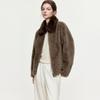ELLE Women's Vintage Wool Faux Fur Collar Jacket