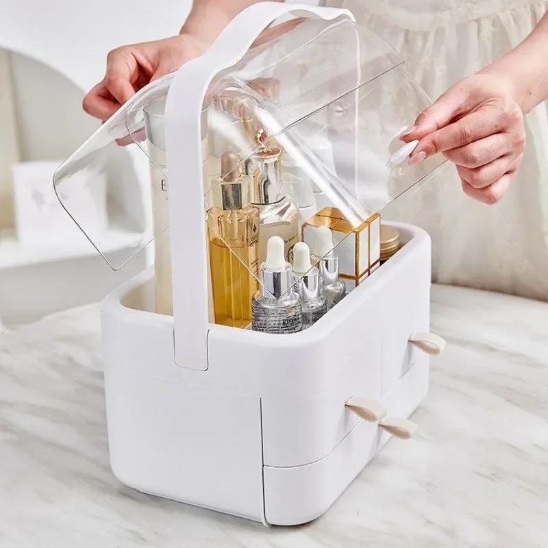 Makeup Organizer Box Transparent Desktop Drawer Storage Box Dust-proof Dressing Table Skincare Jewelry Storage Rack Containers