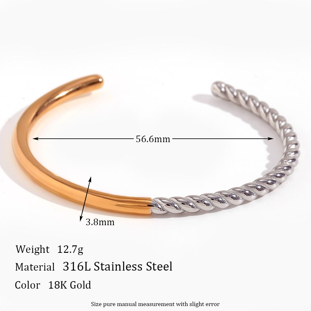

MamacitaSlay Stainless Steel Mixed Color Asymmetric Twist Open Bracelet New Design Waterproof Jewelry Charm Bracelet Men Women