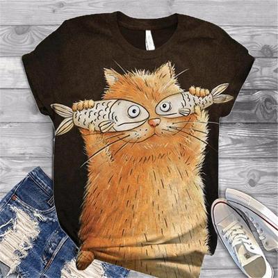 Zvířecí potisk Harajuku Ženy Tričko Kawaii S krátkým rukávem Dámské Oblečení Letní Estetické Grafické Tričko Roztomilé Dívčí Košile Dospívající