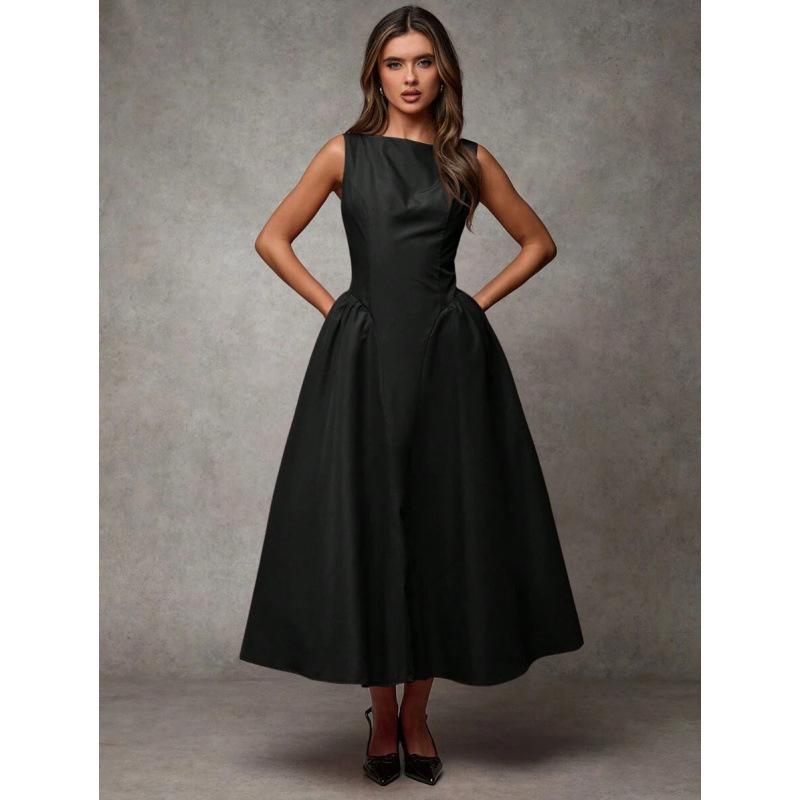 Europe, America 2026 summer new French retro slim fashion big swing dress sleeveless dress women XS