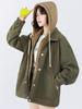 Japanese Trendy Corduroy Hooded Jacket with Fleece Lining: Autumn/Winter Hong Kong Style for Men