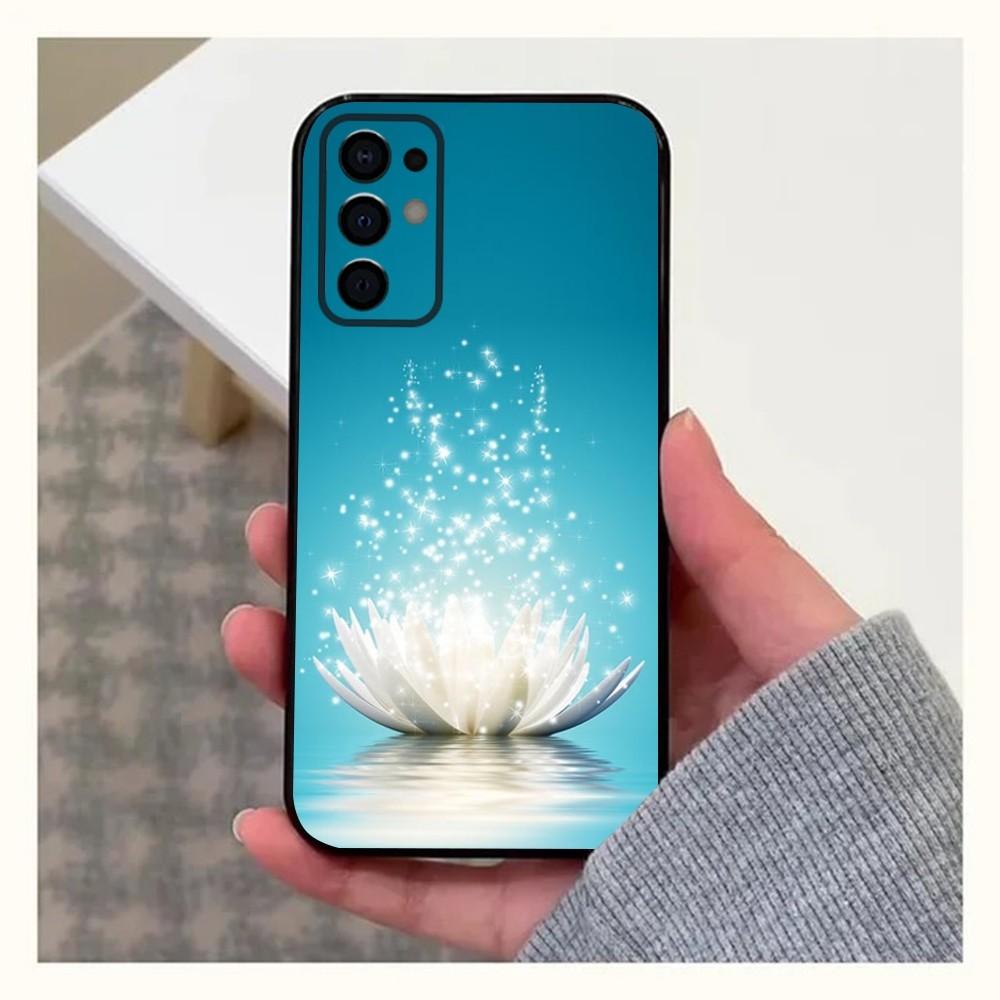 Lotus Blue White Flowers Phone Case For Samsung S24,S21,S22,S23,S30,Ultra,S20,Plus,Fe,Lite,Note,10,9,5G Black Soft Cover