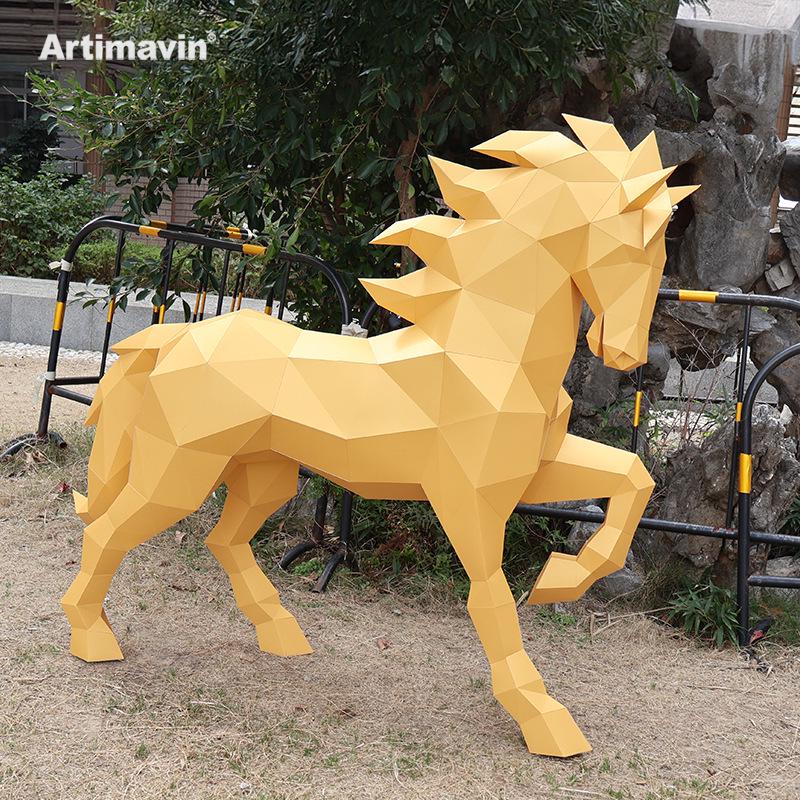 Golden Horse DIY Paper Model Ornament - Auspicious Year of the Horse Interior Art Set