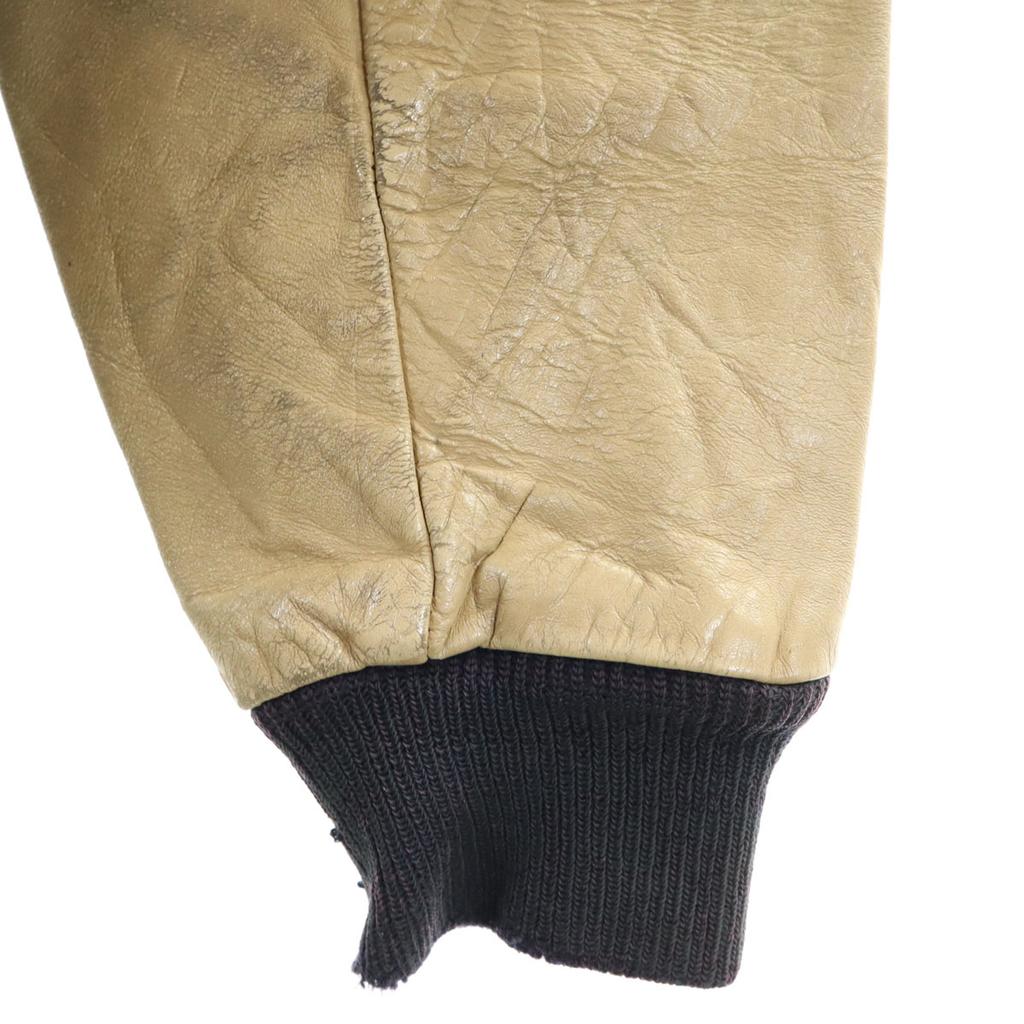 VINTAGE 70s Wappen Leather Switching Award Jacket 44 Navy Stajan Men's Used