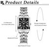 Aroncent Pair Couple Waterproof Square Watch Rome Analog Antique Stainless Silver Anniversary Valentine's Day Christmas Gift for Boyfriend and