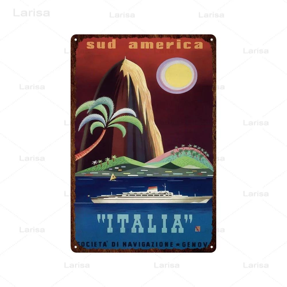 Stadt Wahrzeichen Metallposter Reise Stadt Schilder Griechenland Berglandschaft Blechschild Plakette Poster für Bar Kneipe Club Heimdekor