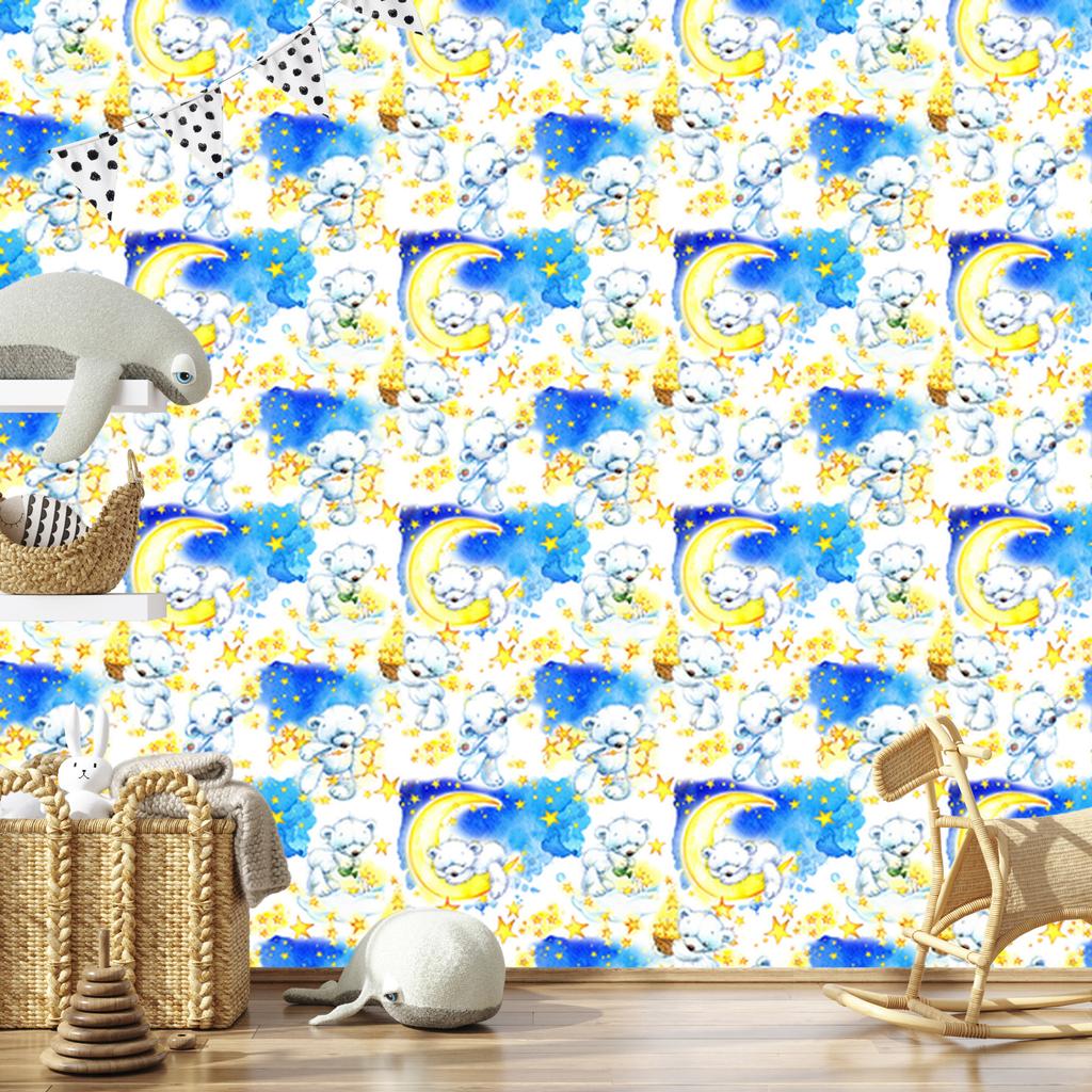 Teddy bears stars and moons wallpaper for living room and bedroom 50x1000