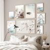 Romantic Blue Beach Posters Coast  Magnolia Flower Print Wall PictureCanvas Painting Nature Theme Blue White Bedroom Decor