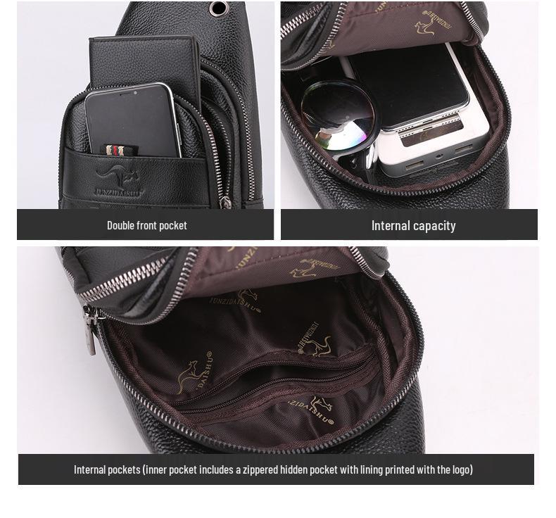Men's Korean Style Casual Chest Crossbody Bag - Small PU Shoulder Travel Backpack