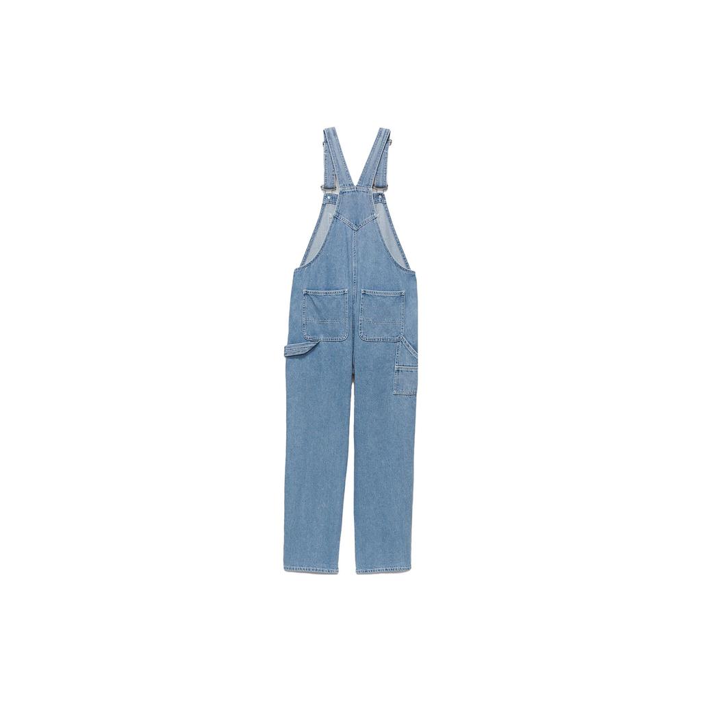Vans Ground Work Denim Overalls With Plain Logo Women Bottoms Blue VN000F7E7W6