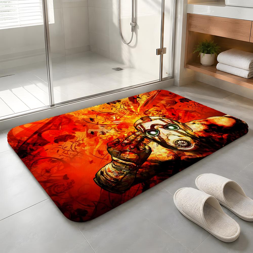 Classic B-Borderlands-Games Floor Mat Machine Washable Soft Flannel Area Rug, Non-Slip Absorbent Floor Mat for Living Room