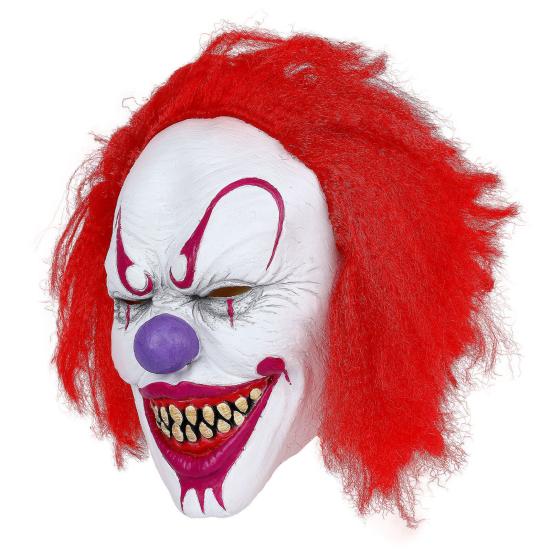 Scary Halloween Clown Masque with Red Hair Full Head Adult Evil Joker Latex Masque for Halloween Party Cosplay Masquerade Costume
