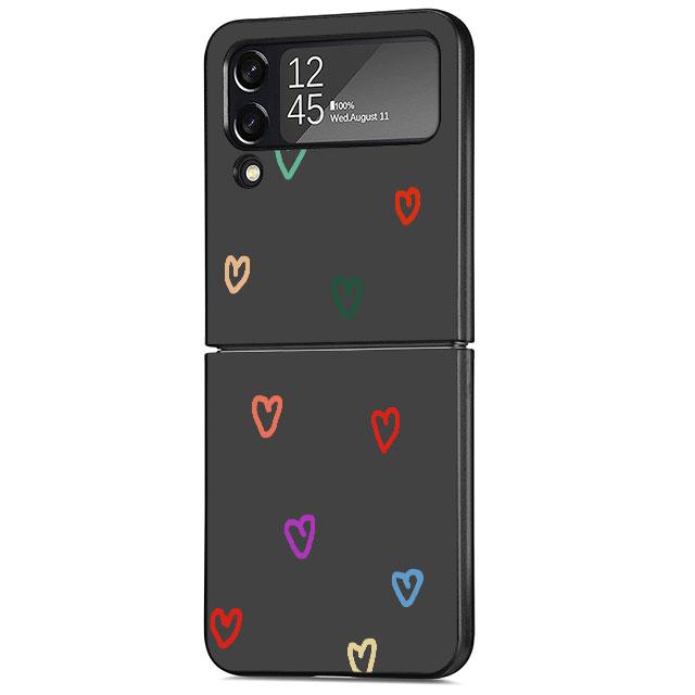 Love Heart Cell Case For Samsung Galaxy Z Flip 3 5G 4 Fashion Z Flip3 Luxury Black Hard Back Phone Coque Cover
