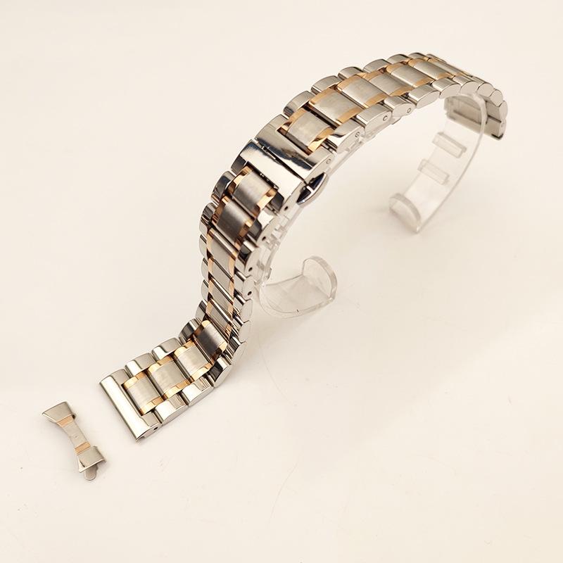 

Ремешок из нержавеющей стали, ремешок из нержавеющей стали с пятью бусинами, ремешок для часов с двойной застежкой-бабочкой, аксессуары для часов 12-22 мм 22mm