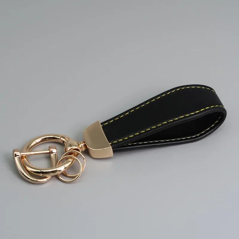Custom LOGO Vintage PU Leather Keychain Laser Engrave Metal Car Keyring Personalize Texts Key Chains for Men and Women Gift