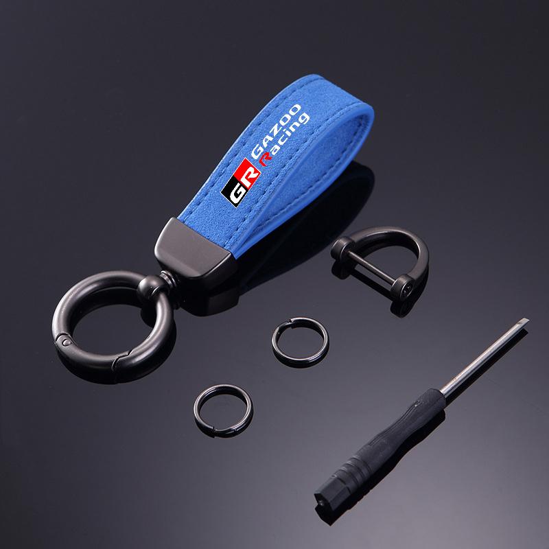 Leather Car Keychain Key Rings Pendant Gifts Holder For Toyota GR Sport Gazoo Racing Hilux Corolla Rav4 Yaris Prius Accessories