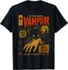 Vampurr Vampire Cat Printed T-Shirt Retro Horror Halloween Comic Graphic Tee