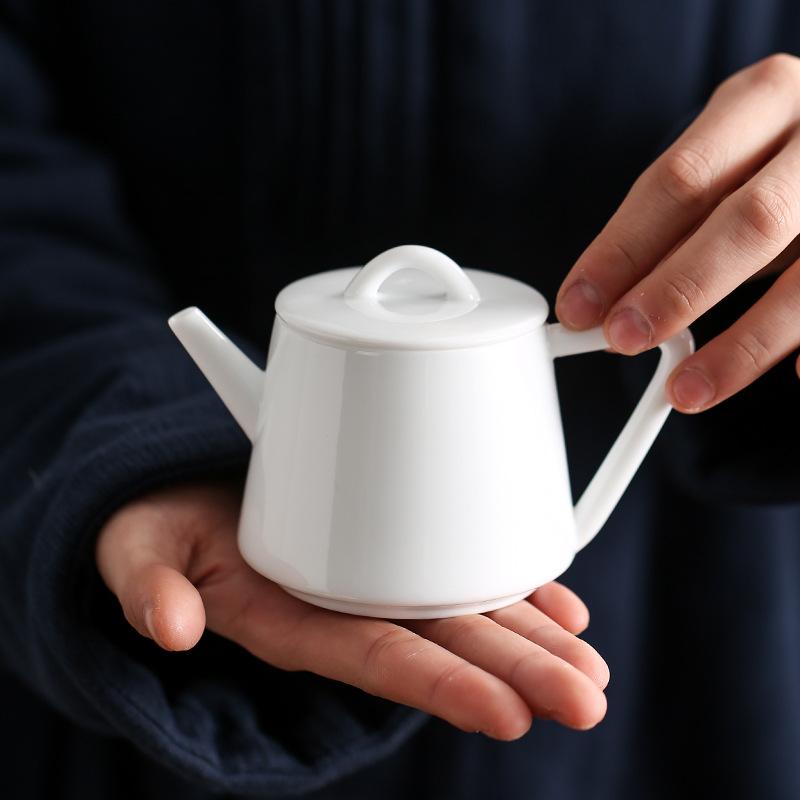 White Porcelain Tea Pot Yulan Gongfu Tea Set Think Tank Office Use Large Size Tea Kettle for Busin And Home Use