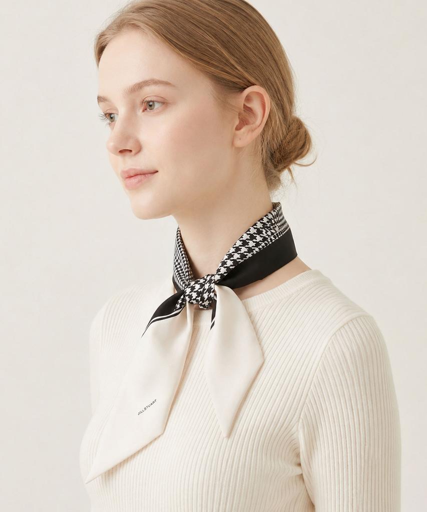 JILLSTUART ACC [100% Silk] Houndstooth Long Scarf 3 Colors