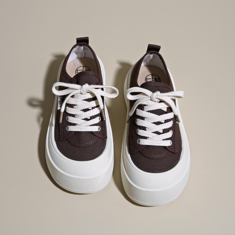 Fashion CRLAYDK Classic Platform Canvas Shoes for Women Low Top Casual Sneakers Ladies Lace Up Fashion Walking Comfortable Tennis