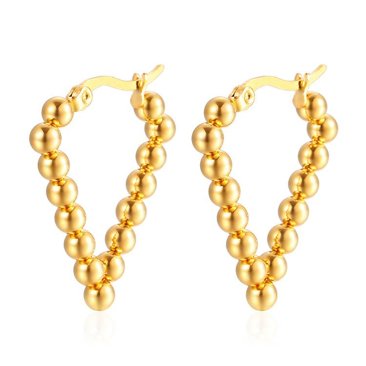 French Premium Stainless Steel Triangle Earrings Niche Design Fashion Plated 18K Splicing Ear Jewelry
