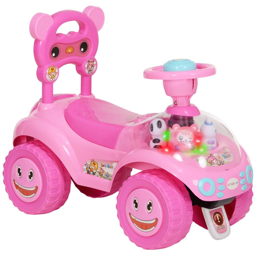 Kids' Ride-On Car, Pink Pedal-Free Push Vehicle